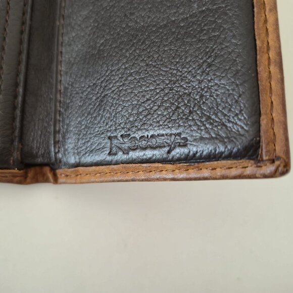 Nocona Men’s Trifold Wallet, Brown Genuine Leather, Buffalo Nickel Accent - Picture 2 of 10